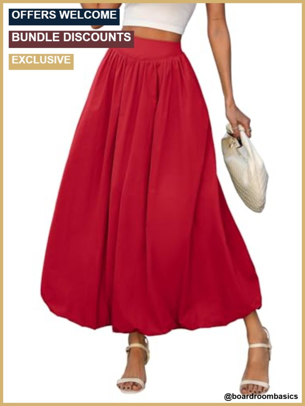 Women's Bubble Maxi Skirt Elastic Waist Puffy Hem A-Line